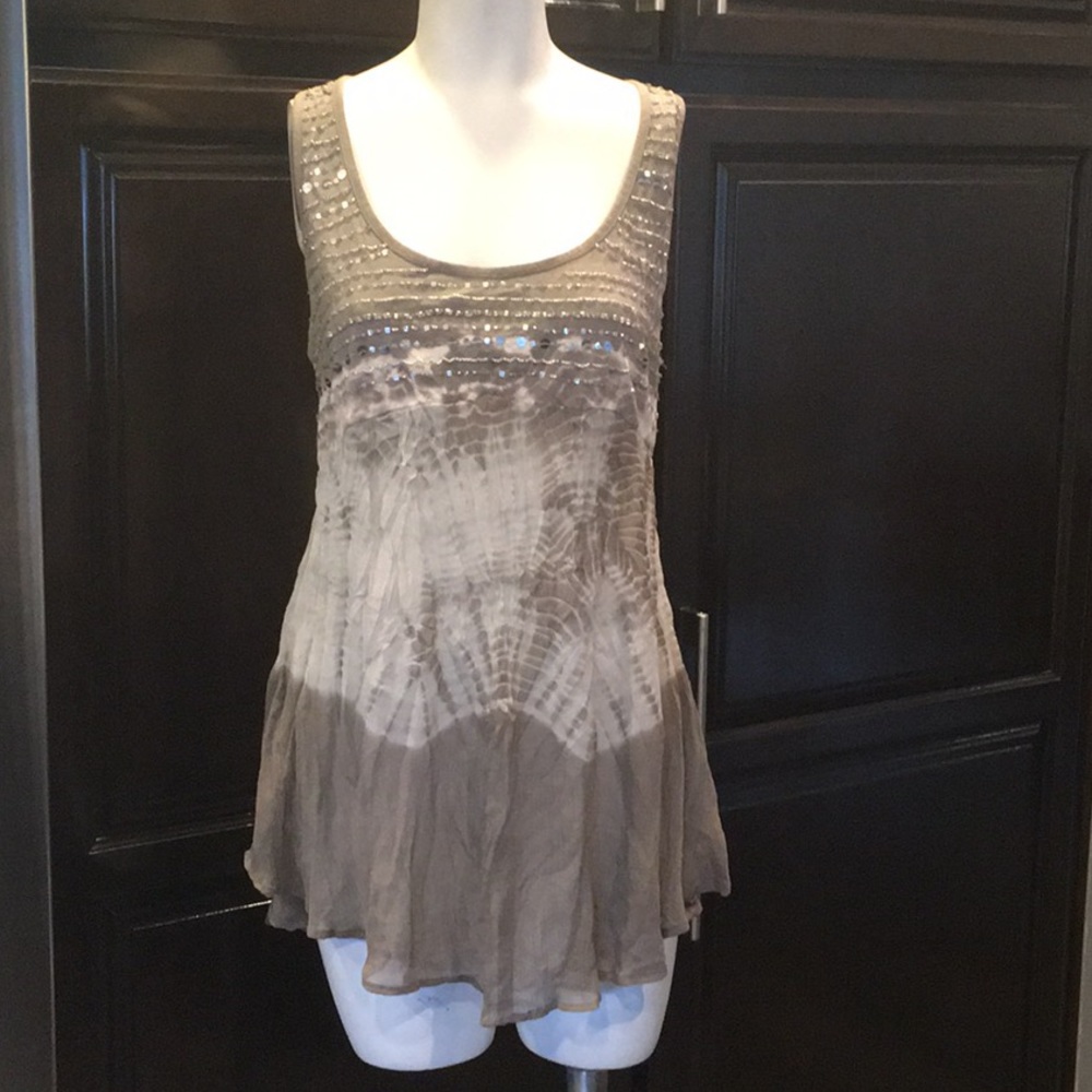 Tie dye embellished tank top